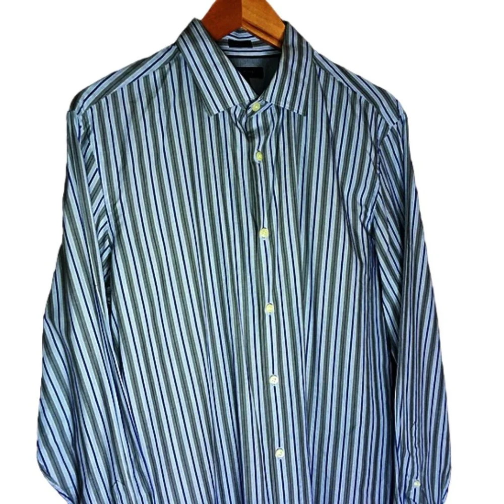 Banana Republic Blue/Gray Striped Shirt Sz L